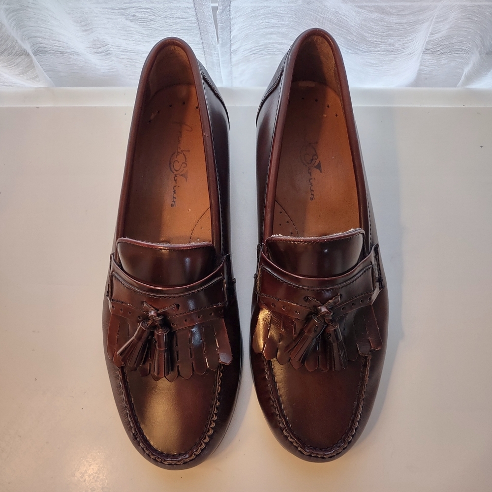 French Shriner Burgundy Tassel Loafers Men's 9W - Picture 8 of 8